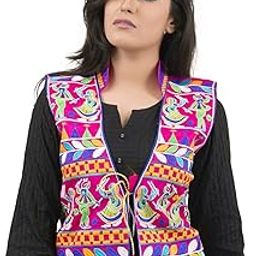 Outerwear Ayam Exports Womens Multicolor Cotton Handmade Traditional Rajasthani Design front Embroidered Kutchi Work Jacket,Optio2,Length: 19-20-38-Multicolor6-picture-32