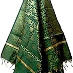 Banarasi Silk Hand Woven Dupatta with Golden Zari Work Women Girls Indians Traditionals Ethnik Bridal for Wedding and Festivals Chunni Free Size 2.25m Pack of 1pcs-image-3