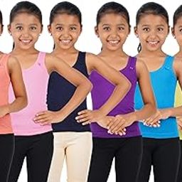 Girls Cotton Solid Camisole 6 Pc Combo-image-71