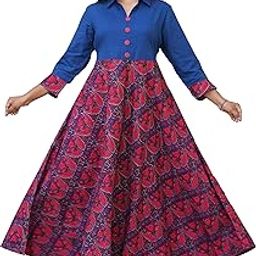 Women's Floral Printed Anarkali Maxi Dress-image-53