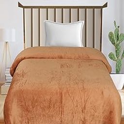 RD TREND® Solid Warm Reversible Quilt Cover Single Bed with Zipper, Duvet Cover Single Bed Soft Flannel (60x90) Inches. (Beige-Brown)-image-47