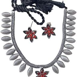 Baba Creation Traditional Necklace Set with Earings for Women & Girls|Black Metal 6-image-59