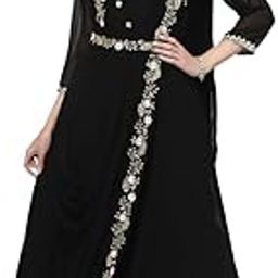 TS Lifestyle Women's Embroidered Maxi Fit Flared Ethnic Sharee Dress Gown. Black-image-34