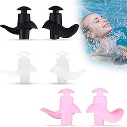 Silicone Earplugs for Swimming, Bathing,Watersports, Professional Reusable Silicone Swim Earplugs for Adult and children Swimmers, Watersports, Shower, Bathing, 3 Pair (Black, White, Pink)-picture-34