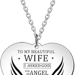 Valentine Gift for Girls Chain Pendant for Women ' to My Beautiful Wife' Touching Love Message to Wife Stainless Steel Heart Pendant for Women | Birthday Anniversary Gift For Girlfriend-image-75