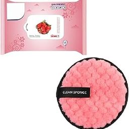 Facejewel Breathing Cleansing Moisturising & Soothing Strawberry Wet Wipes With 1pcs Makeup Remover Pads (25 Wipes)-image-67