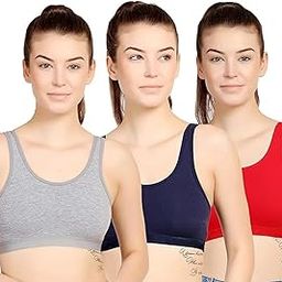 Pack of 3 Non-Padded Sports Bras – Breathable Cotton, Wire-Free, Full Coverage, Perfect for Active Women-picture-13