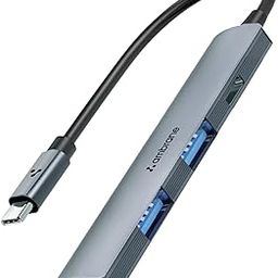 Ambrane 4-in-1 Multiport USB Hub, 3 USB-A Ports, 1 Type-C Port, Supports Type-C OTG & up to 5 Gbps High-Speed Data Transfer Compatible with Type-C laptops, Tablets & Smartphones (E-Hub+, Metal Grey)-23