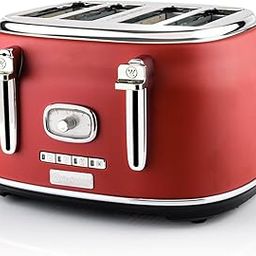 Westinghouse 4 Slice 1750W Retro Toaster | Removable Bun Attachment, 6 Browning Levels, Bread Centring, Defrost, Warm-up & Stop Function, Extendable Crumb Tray | 2-Yr Warranty (Red)-10