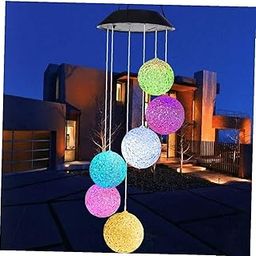 EVOLLUXI LED Solar Hummingbird Wind Chime Color-Changing with Waterproof LED Lights for Garden, Patio, Yard, and Home Decor, Perfect Outdoor Butterfly, Crystal Ball Designs (Ball Wind Chimes)-image-31