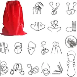 patpat PATPAT® Brain Teasers Toy Boredom Buster Toys 18Pcs Metal Brain Teasers Toy Brain Games for Kids Adults Fun Fidget Puzzles Toy-picture-29