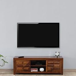 Wooden Solid sheesham Tv sidebords Standard for Bedroom | Wooden tv Console Table with 2 Doors and 2 Open Shelf Storage Free Standing Wooden Furniture (Honey Finish)-picture-15