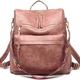 Vegan Leather Girl's Travel Casual Collage Backpack With Shoulder Strap-image-86