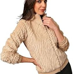 Winterwear Womens Beige Self Design Mock Neck Regular Long Sleeves Sweatshirt-32