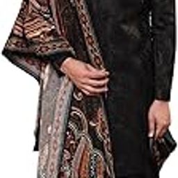 Indowestern Men's Ethnic Wear Silk Blend Woven Design Regular Fit Black Indo-Western Sherwani Set Indo-Western-picture-36