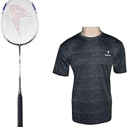 FLYPOWER BADMINTON RACKET AGNI 2 WITH T-SHIRT R-NECK BLACK SIZE 2XL-picture-11