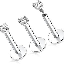 GAGABODY G23 titanium 16G 6/8/10mm transparent CZ/opal internally threaded labret monroe lip studs 6mm helix cartilage tragus earring piercing-image-84