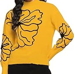 Polyester Blend Knitted Floral Printed Pullover for Women (17161)-image-73