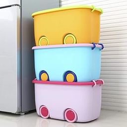 STAR WORK 25 Liters/Toy Storage Box Large Size/Toy Storage Organiser/Toy Basket Storage Box for Kids Big Size (Pack Of 1 / Multi-Color/Stakable/Wheels/Locking Lid & Handle), Plastic-17