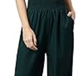 Women's Smocking Solid Jumpsuit|Indo Western Women One Piece Culotte Sleeveless Dungaree|Button Closure Front Jumper|Stylish Fashionable Ladies Dress|Girls Outfits (Bottle Green)-picture-22