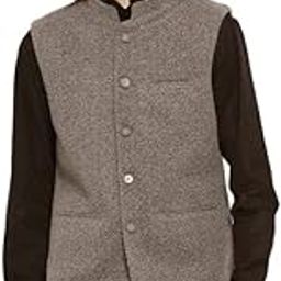 Men Grey Melange Solid Nehru Jacket-1