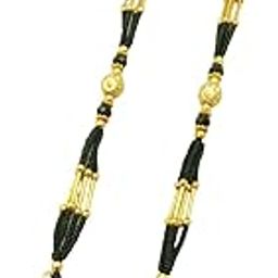 Mangalsutra For Women Stylish New Gold Plated Mangalsutra Long Size Heavy Design Long Black Bead Chain 13-image-3