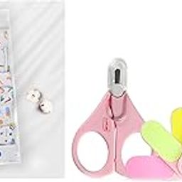 LuvLap Baby Grooming-Manicure Set, 4Pcs, Pink, 0M+& Hosiery Cotton Cloth Premium Baby Washcloth, Alphabets Print, Pack of 7 Pcs, Multicolour-10