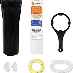 AMPEREUS Black Pre Filter Housing Set Food Grade Material PP Housing, PP Spun Filter, 2 M 3/8" (10 mm) Pipe Tube, Spanner, Teflon Tape, 3/8" (10 mm) Elbow Compatible for Kent RO Water Purifier-15