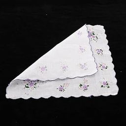 3 Womens Flower Cotton Handkerchiefs Hanky Pocket Square with Wavy Edge | Clothing Shoes & Accessories | Womens Accessories | Scarves & Wraps-image-2