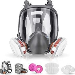 Reusable Respirator full Face Gas Cover, Organic Vapor Mask and Anti-fog, for Painting, mechanical polishing, logging, welding, Against Dust, Staining, Sanding & Cutting-21