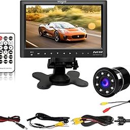 12V 7 Inch Dashboard TFT LCD Car Display Screen with 8 LED Car Reverse Parking Rear View HD Camera, Universal for All Cars, Truck & Bus-69