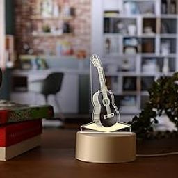 AICA 3D Illusion Guitar Shape Led Night Table Lamp | Musical Instruments Guitar Showpiece for Music Studios Home Decoration Living Room & Bedroom (White Base)-image-47