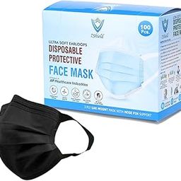 Disposable Surgical 3Ply Unisex Black Face Mask - Ultra Soft Fabric Wide Ear Loop, Comfortable, Keep Safe from Dust Pollution; Inbuilt Nose Pin, CE and ISO Certified Box Pack (Black Color)-16