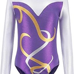 LOOM TREE Girls Gymnastics Leotards Long Sleeve Shiny Ballet Leotard Outfit Activewear 10-image-40