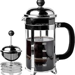 Vintage French Press Coffee Maker 600ml, 4-Level Filtration System for Sediment-Free Coffee, Heat-Resistant Durable Borosilicate Glass, Measurement Marking, Silver-image-36