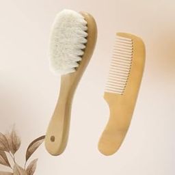 Zikku Natural Goat Bristles Hair Brush and Wooden Comb Set for Newborn Baby, Soft Hair Brush for Kids, Gentle Hair Comb for Newborn Baby and Toddlers, Smooth and Safe Baby Scalp Care-11