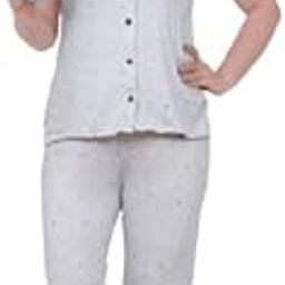 Women's Front Open Night Suit | Grey Polka Dot Print | Half Sleeve Soft & Comfortable Sleepwear-10