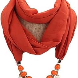 Plain Design Necklace Scarf For Women & Girls Fashion Pearl Necklace Wrapped Chiffon Scarf-image-65