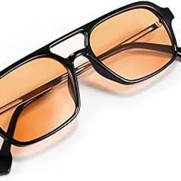 Vintage Square 70s Flat Aviator Sunglasses Women Men Metal Design Shades B2752-image-25
