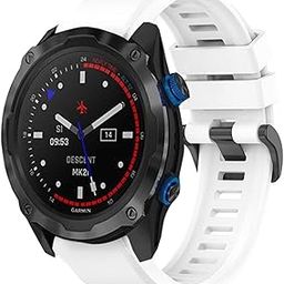Compatible with Garmin Fenix 7X Bands, Youkei Silicone Replacement Wristbands Sport Strap Compatible with Garmin Descent Mk2i / Descent MK2 Smartwatch (White)-image-2