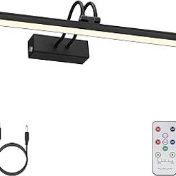 FUNCHDAY Picture Light, Wireless Rechargeable Gallery Light with Remote, 280LM Dimmable LED Painting Light Battery Operated, 16" Metal Picture Lights for Paintings,Wall Art,Mirror (Black), HY0018-2-image-75