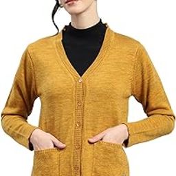 Women's Regular Fit Cardigan | Solid Pattern with Button Closure | Full Sleeve V-Neck Cardigan for Women-image-51