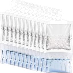 ZMFH 10 Pack Moisture Absorber Hanging Bags, No Scent Max Odor Eliminator, 220g Dehumidification Bags for Closets, Bathrooms, Laundry Rooms, Pantries, Storage-image-0