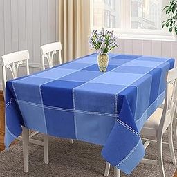 Airwill 100% Cotton Checkered Pattern 4 Seater Square Table Cover Sized, 56x56 inches (Blue, Pack of 1)-35