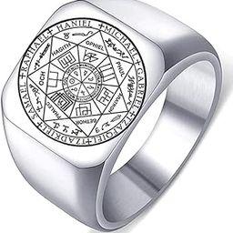 7PROTECT - Titanium Steel Ring | The Seals of The Seven Archangels Protection for Mens (Silver Toned Size : 20)-image-46