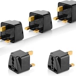 Hi-Plasst Black UK Adapter (Type-G Plug) - 5pcs Pack - UK Travel Converter for Dubai, Singapore, Hong Kong, Malaysia - Compact & Durable India to UK Plug Adapter-31