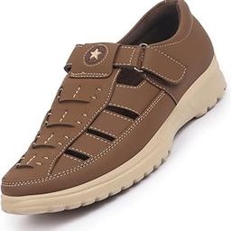 Men's Feather Light EVA Sole Shoe Style Comfortable Dress Sandal With Memory Cushion|Stitched Hook & Loop Sandal For Work|Evening|Festive-picture-29