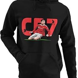 cover n fashion Cristiano Ronaldo Football Player (CR7) Unisex Cotton Hood Neck huddie for Girls/Boys/Kids (Black) HOOBKCOVER018_S-image-1