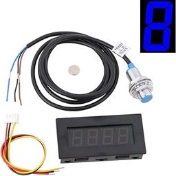 LYWS 4 Digital Blue LED Tachometer RPM Speed Meter+NPN Hall Proximity Switch Sensor w/Black Shell-10