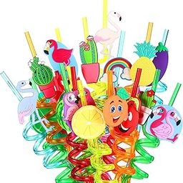 Imaashi Crazy Curly Reusable Party Straw Fun & Colorful Spiral Design for Festive Celebrations & Drinks for Birthday Favors & Party Supplies- Random Colors & Designs (Pack of 8)-image-93